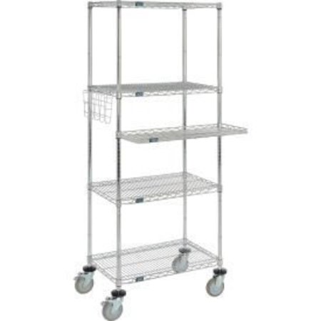 GLOBAL EQUIPMENT Nexel     4-Shelf Mobile Wire Computer Workstation w/ Cantilever Tray, 30"W x 18"D x 79"H, Chrome 695437